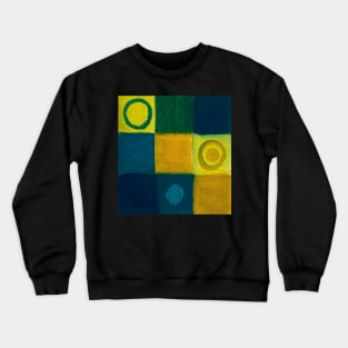 Checkers and Circles in Teal and Yellow Crewneck Sweatshirt